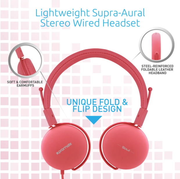 Lightweight supra-aural stereo wired headset